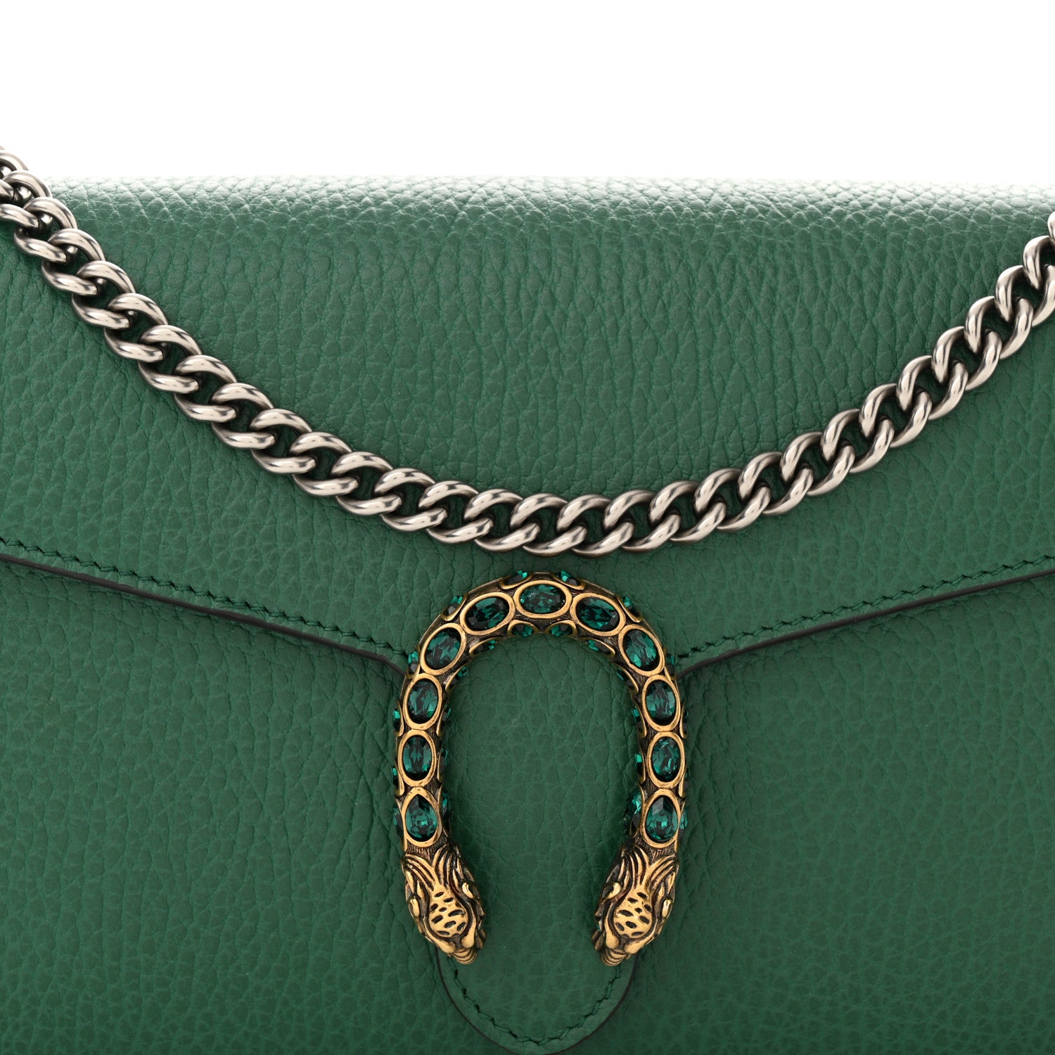 Gucci Calfskin Mini Dionysus Chain Wallet Emerald 8 of 13