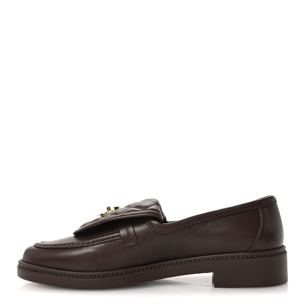 Lambskin Quilted CC Turnlock Loafers 39 Dark Brown