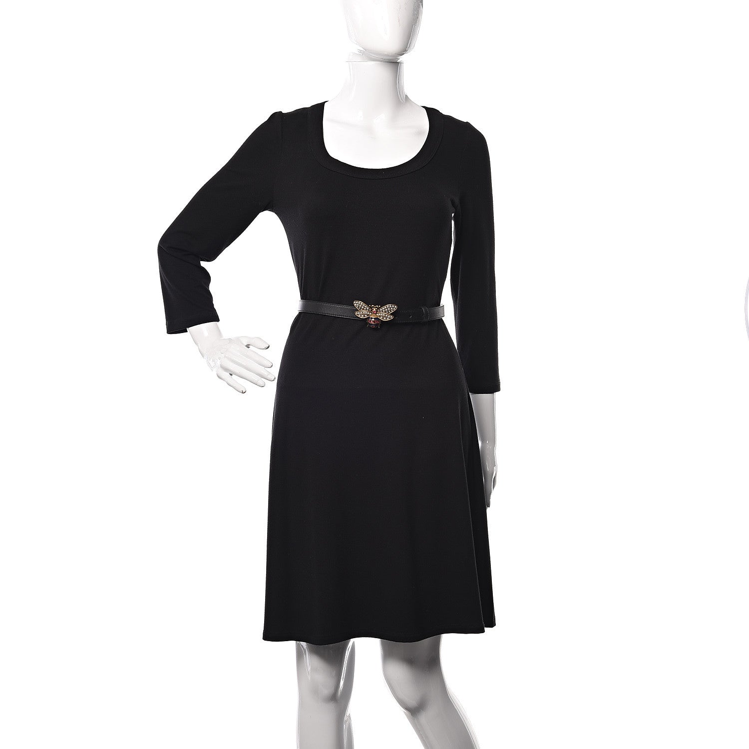 Gucci Calfskin Queen Margaret Bee Belt 85 34 Black 2 of 7