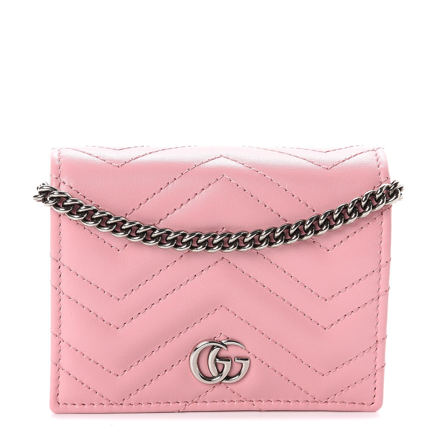 Calfskin Matelasse GG Marmont Mini Wallet On Chain Wild Rose