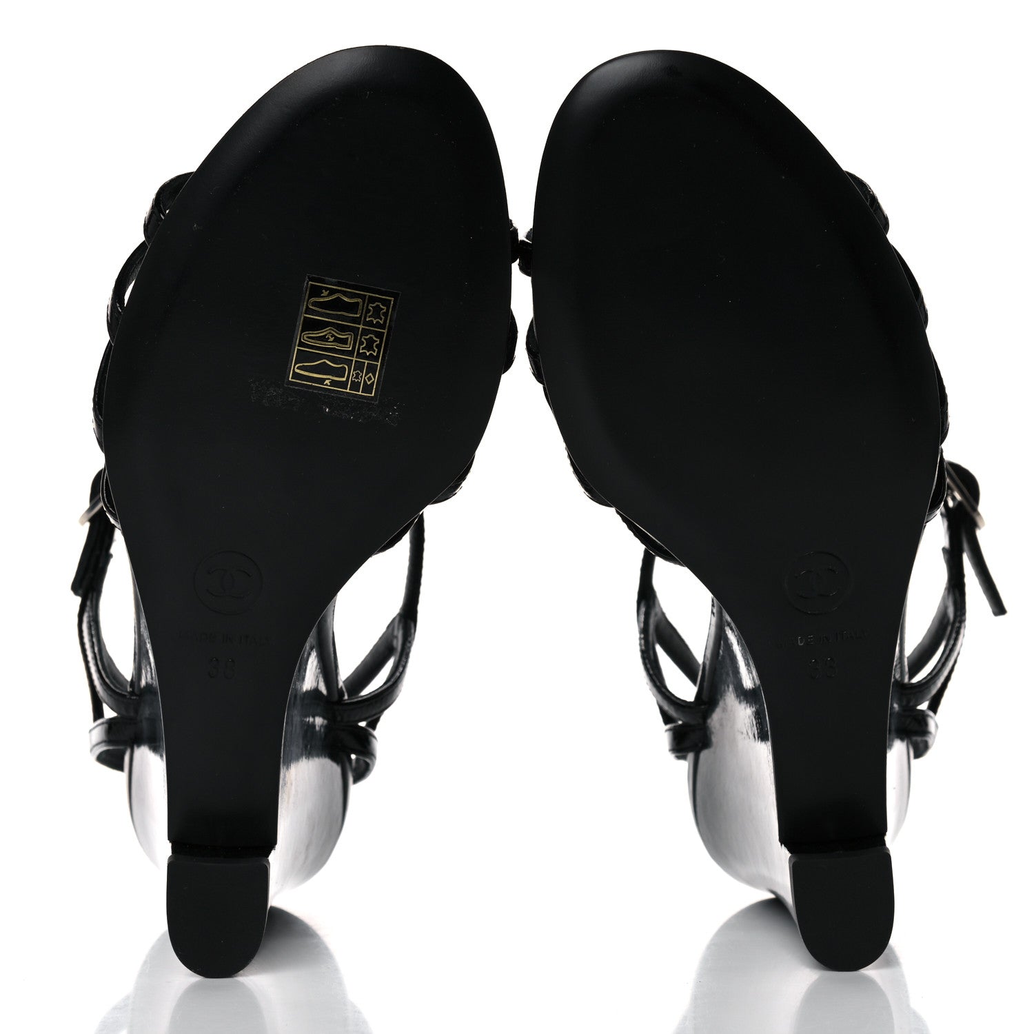 Chanel Patent Goatskin Chain CC Wedge Sandals 38 Black 5 of 12