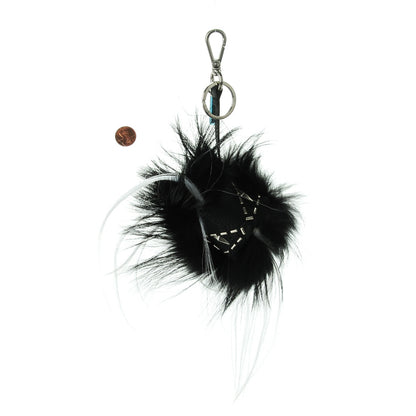 Fendi Cuoio Romano Goat Fox Fur Metal Stitch Triangle Monster Eyes Cube Bag Charm Black White 2 of 5