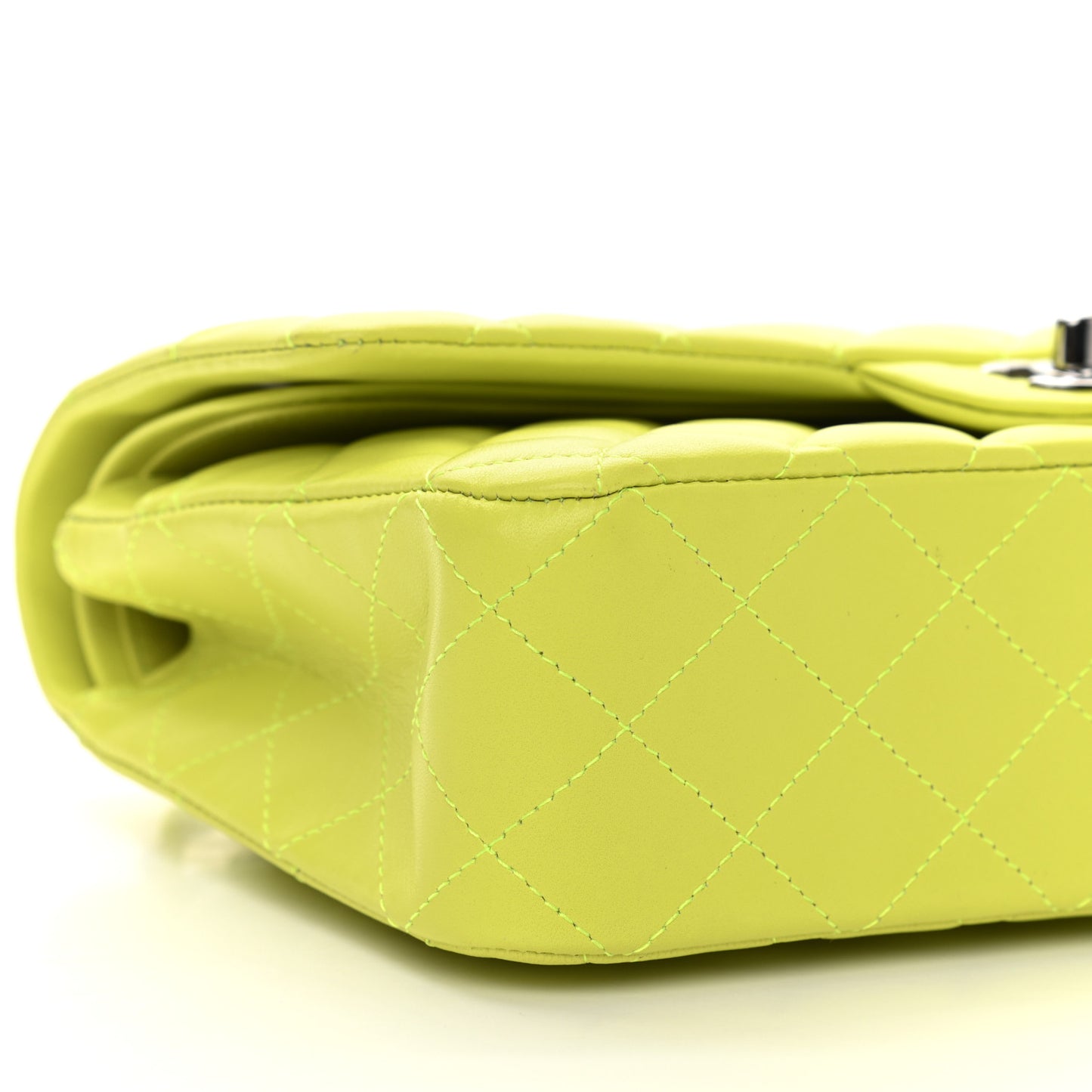 Lambskin Quilted Medium Double Flap Yellow