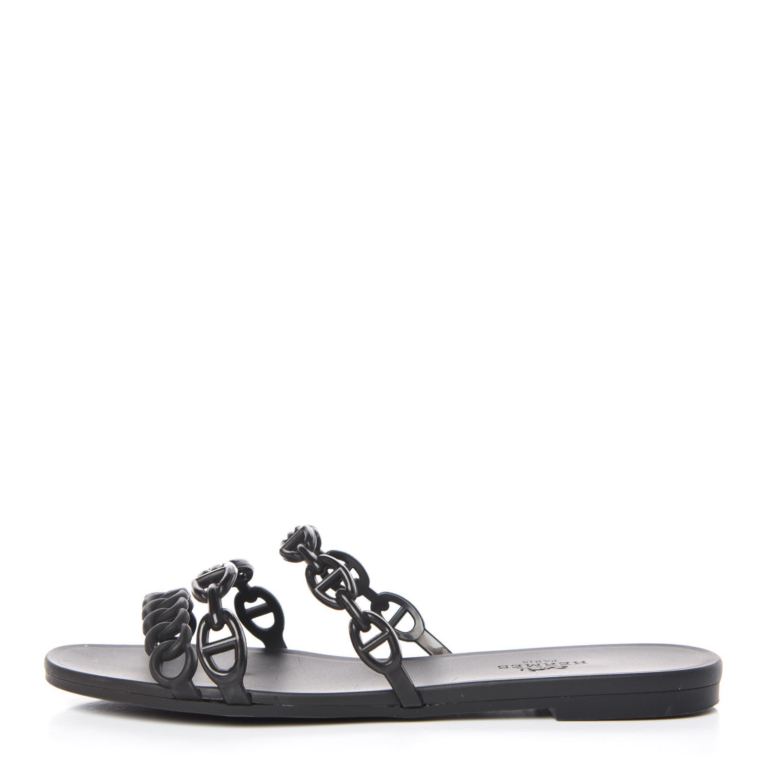 Hermes Rubber Chaine d'Ancre Rivage Sandals 35 Black 1 of 10