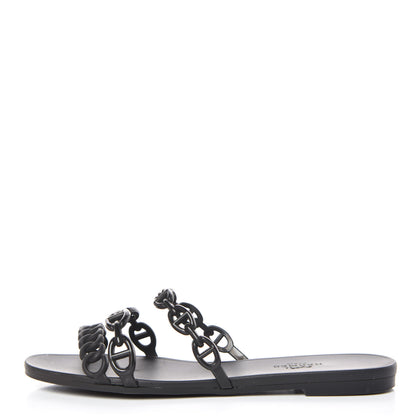 Hermes Rubber Chaine d'Ancre Rivage Sandals 35 Black 1 of 10