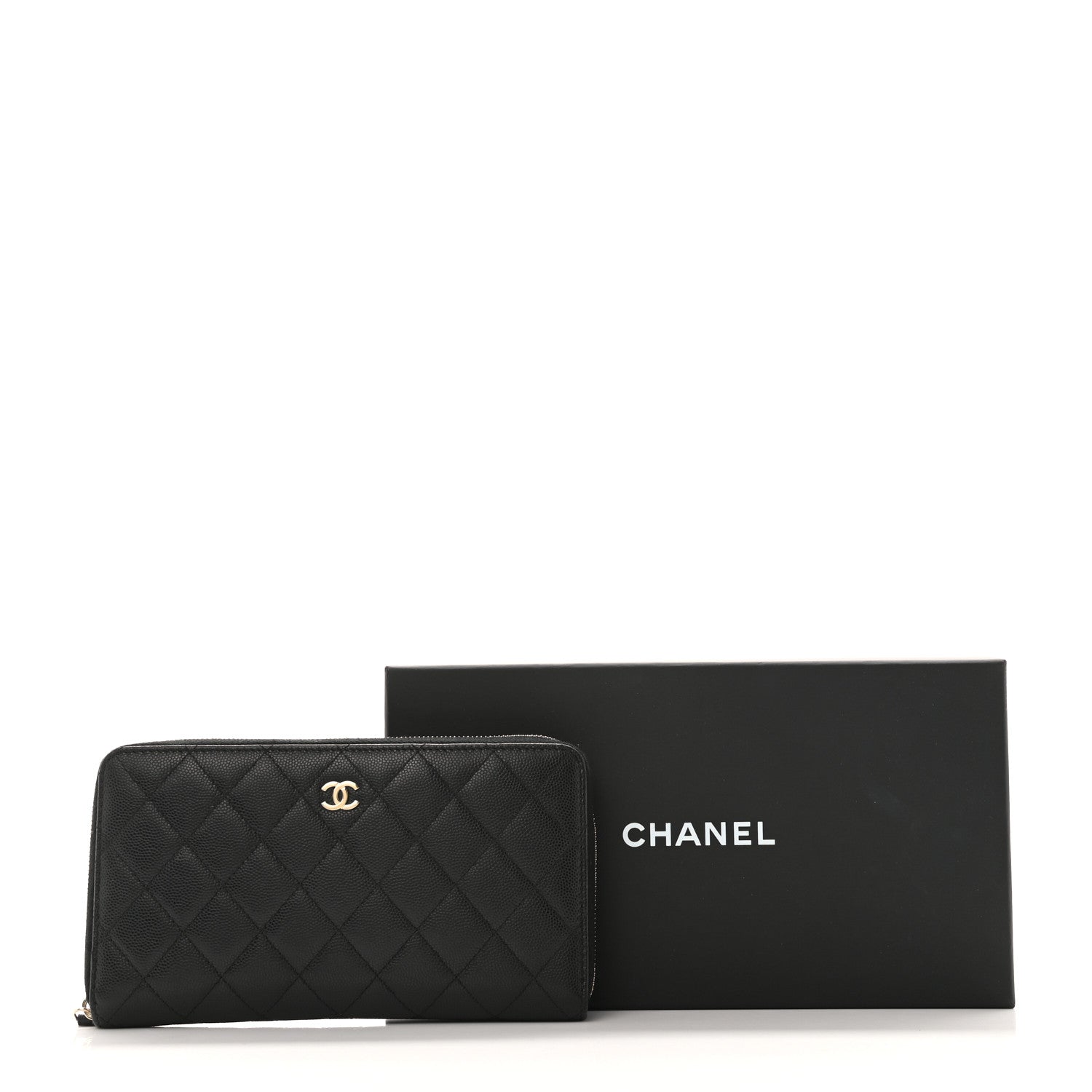 Chanel Caviar Quilted Large Gusset Zip Around Wallet Black 9 of 9