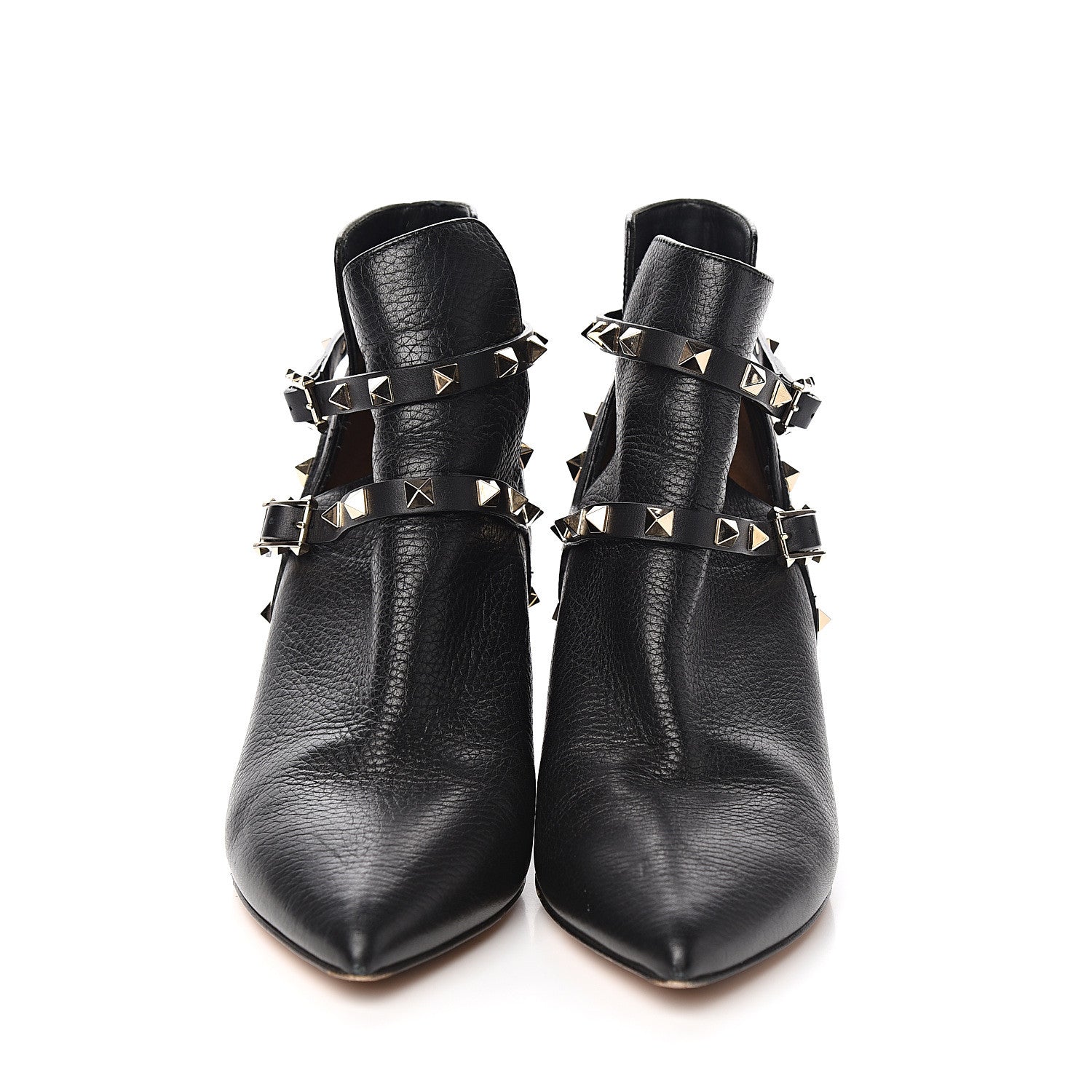 Valentino Garavani Grained Calfskin Rockstud Double Buckle 65mm Ankle Boots 40 Black 2 of 10