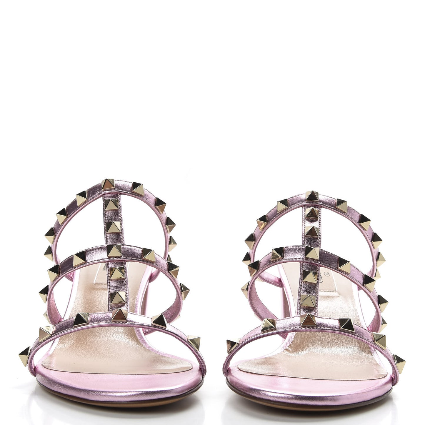 Metallic Nappa Rockstud 60mm Caged Slide Sandals 38 Giacinto