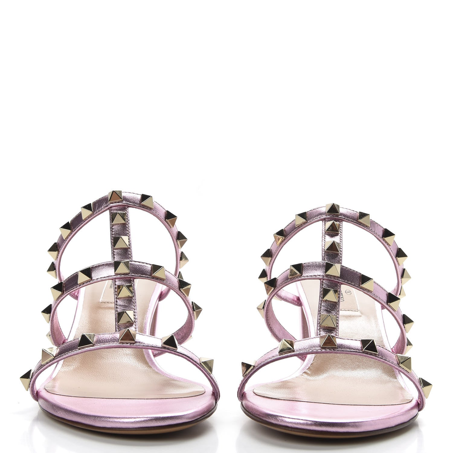Valentino Garavani Metallic Nappa Rockstud 60mm Caged Slide Sandals 38 Giacinto 2 of 10