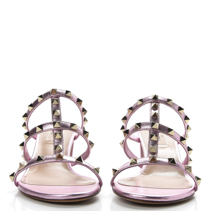 Valentino Garavani Metallic Nappa Rockstud 60mm Caged Slide Sandals 38 Giacinto 2 of 10