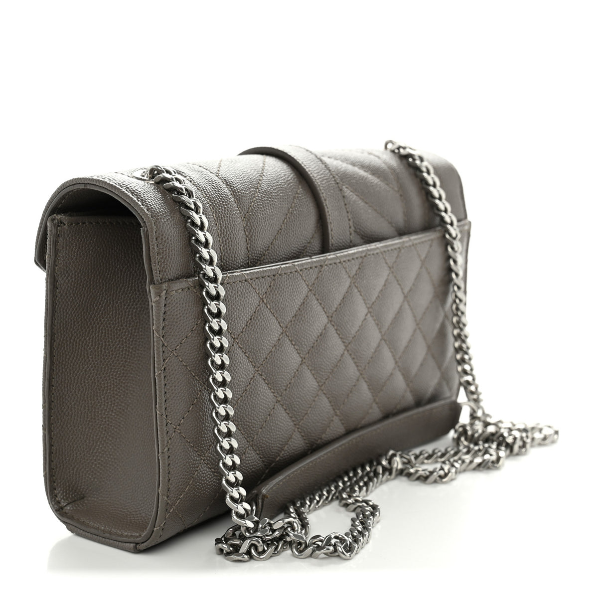 Saint Laurent Grain De Poudre Textured Mixed Matelasse Triquilt Small Monogram Satchel Taupe 3 of 10