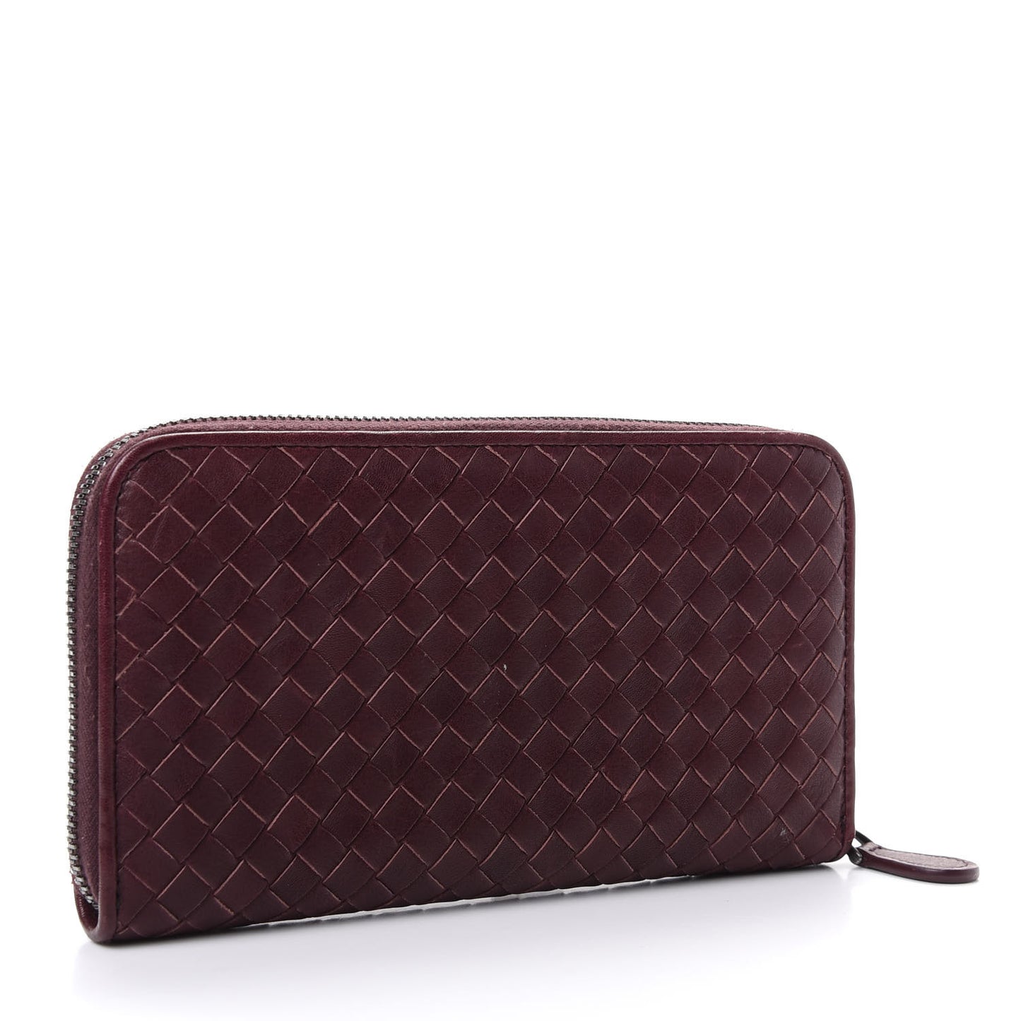 Nappa Intrecciato Zip Around Wallet Aubergine