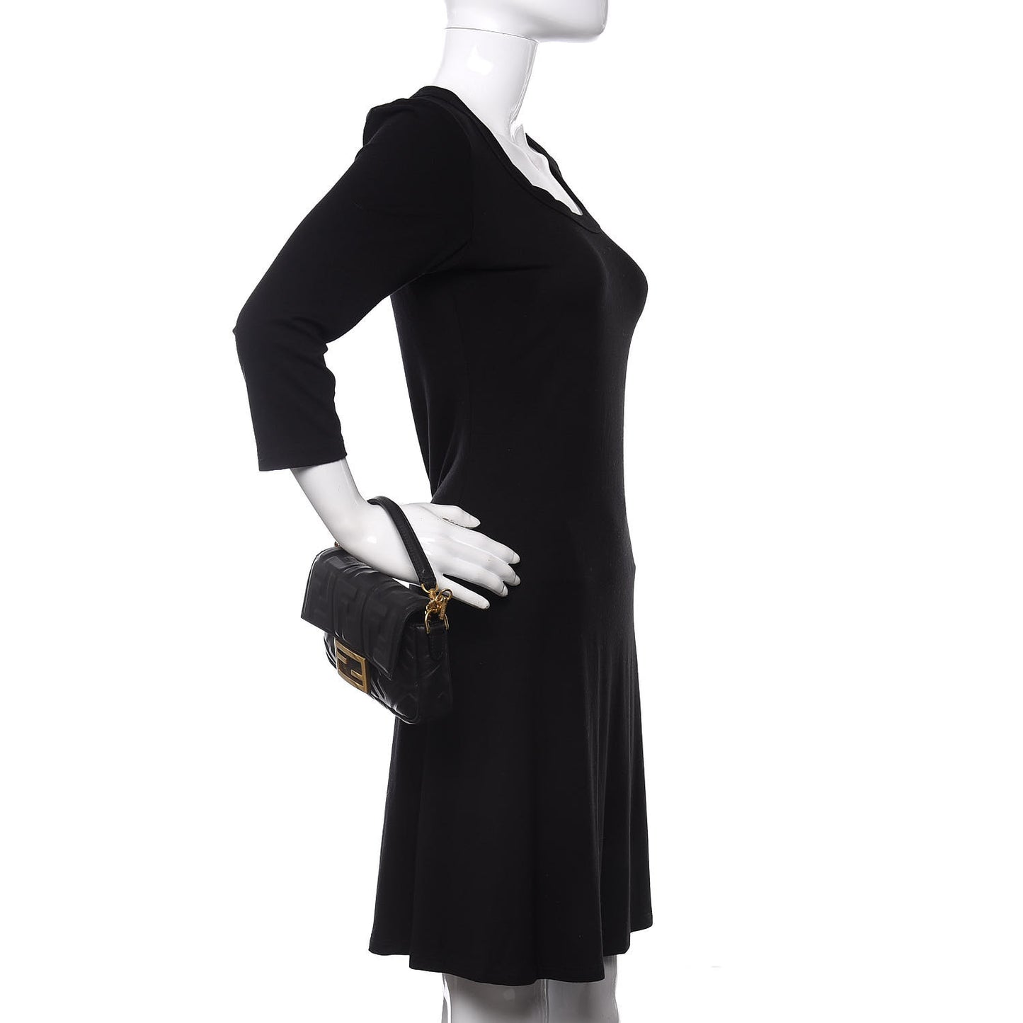 Nappa FF 1974 Embossed Mini Baguette Black