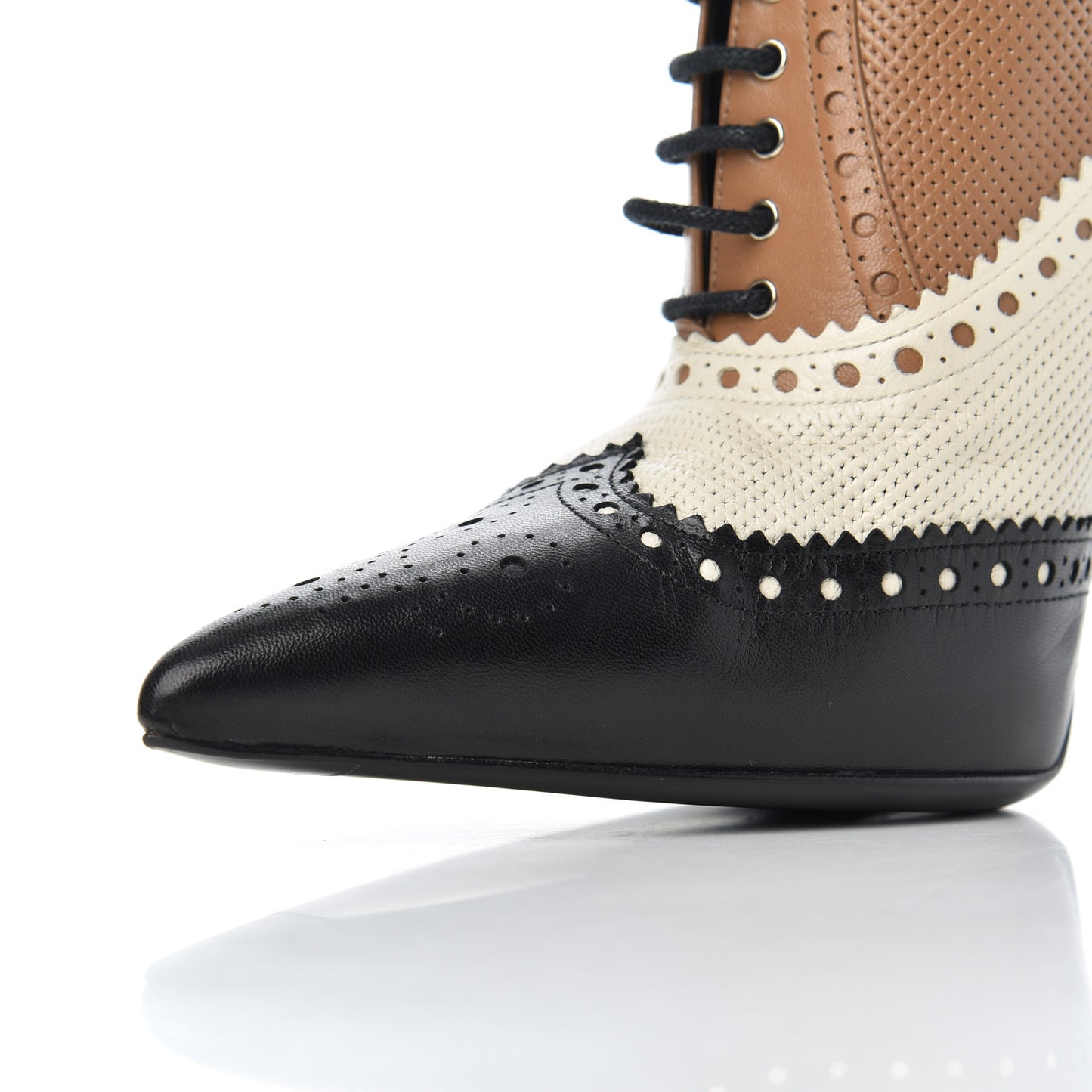 Malaga Kid Womens Gia Brogue Lace Up Stilettos 39.5 Black Brown