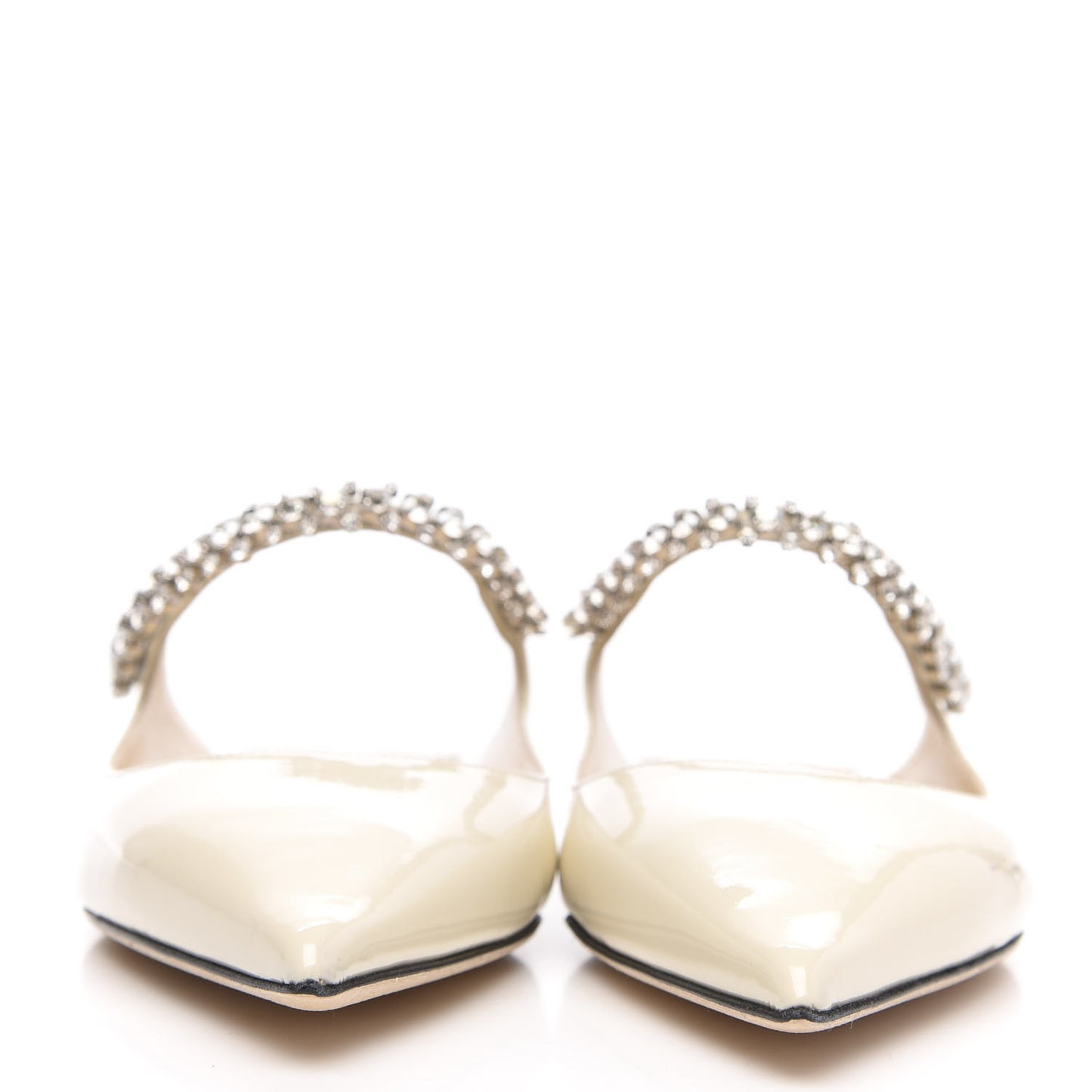 Patent Crystal Bing Mule Flats 39 Ivory