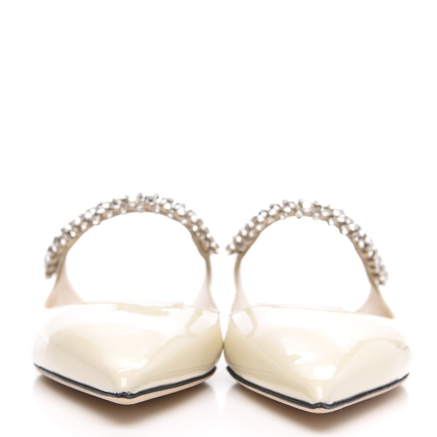 Jimmy Choo Patent Crystal Bing Mule Flats 39 Ivory 2 of 7