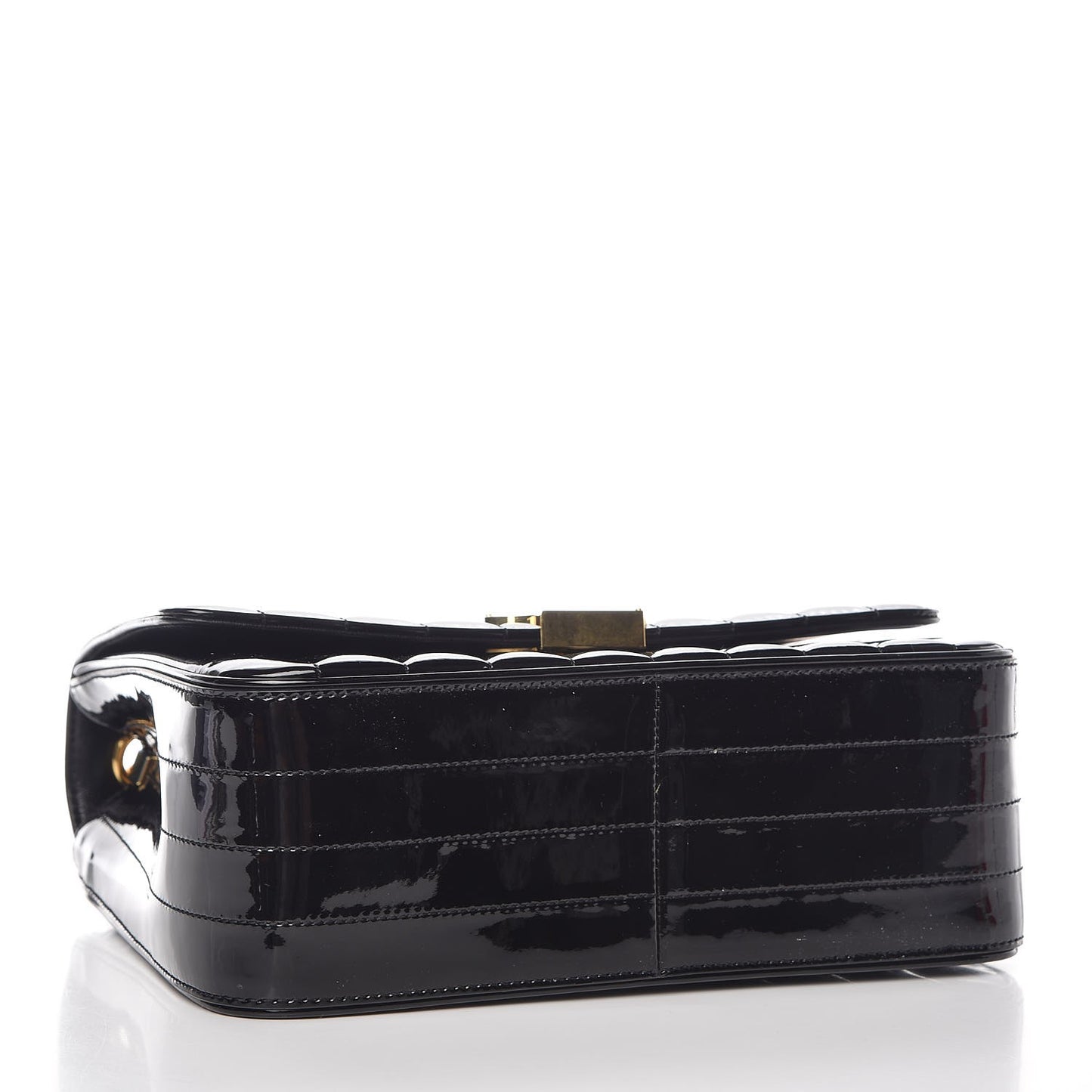 Patent Matelasse Monogram Large Vicky Chain Bag Black
