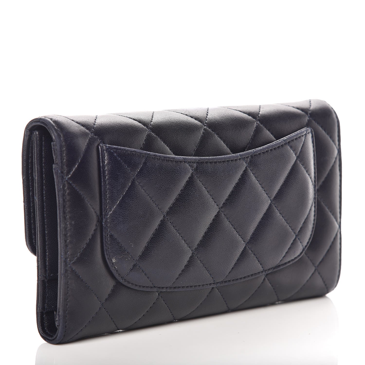 Chanel Lambskin Quilted Large Flap Wallet Navy 3 of 10