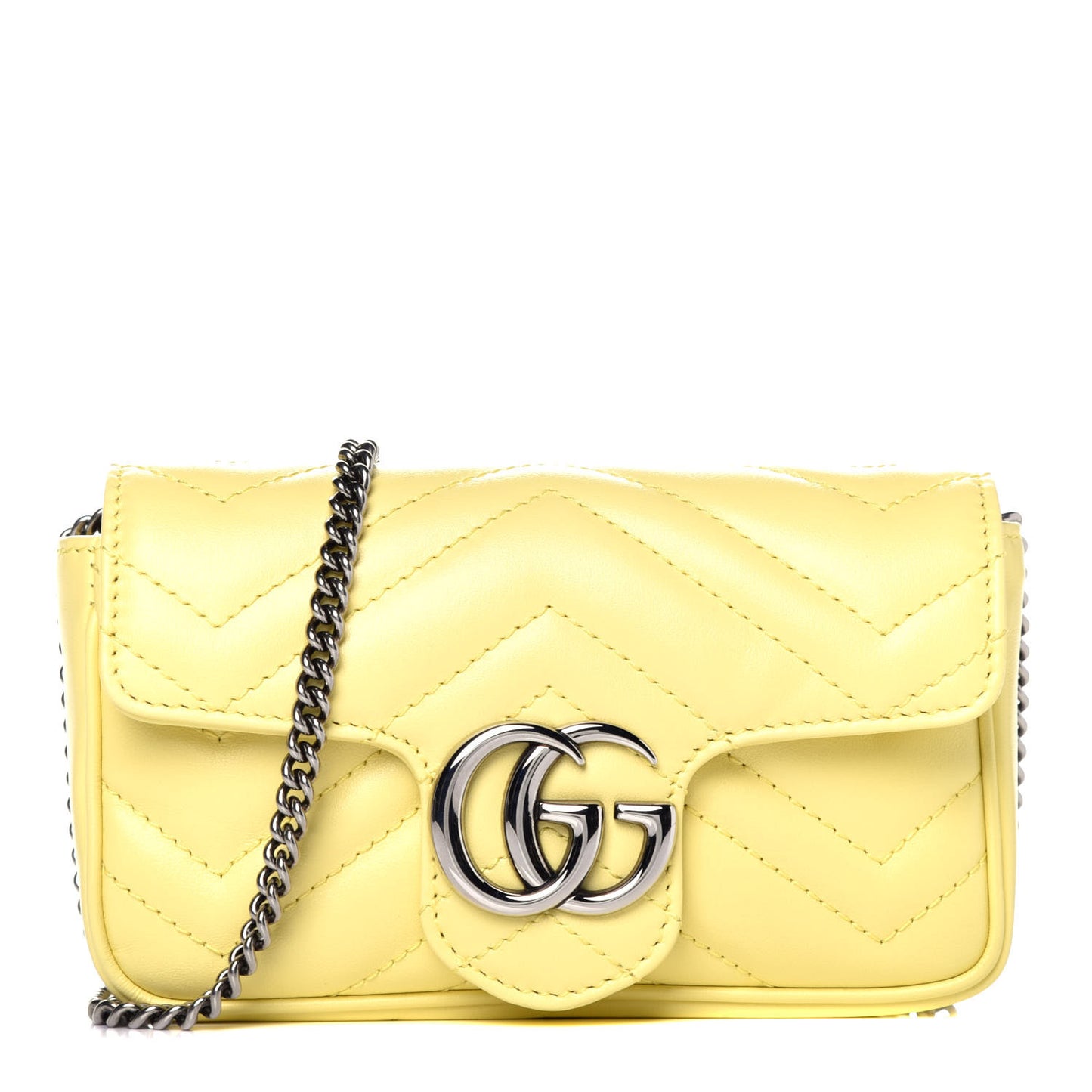 Calfskin Matelasse Super Mini GG Marmont Shoulder Bag Banana
