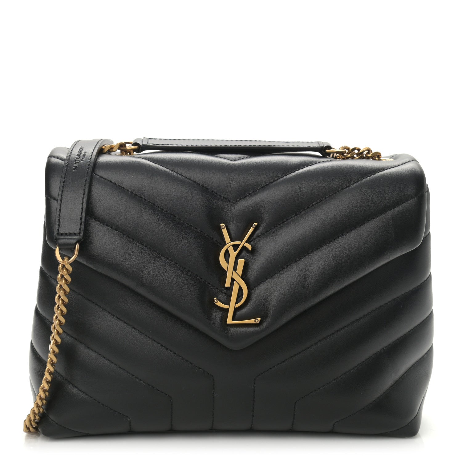 Saint Laurent Calfskin Y Quilted Monogram Small Loulou Chain Satchel Black 1 of 13