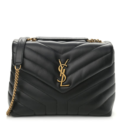 Saint Laurent Calfskin Y Quilted Monogram Small Loulou Chain Satchel Black 1 of 13