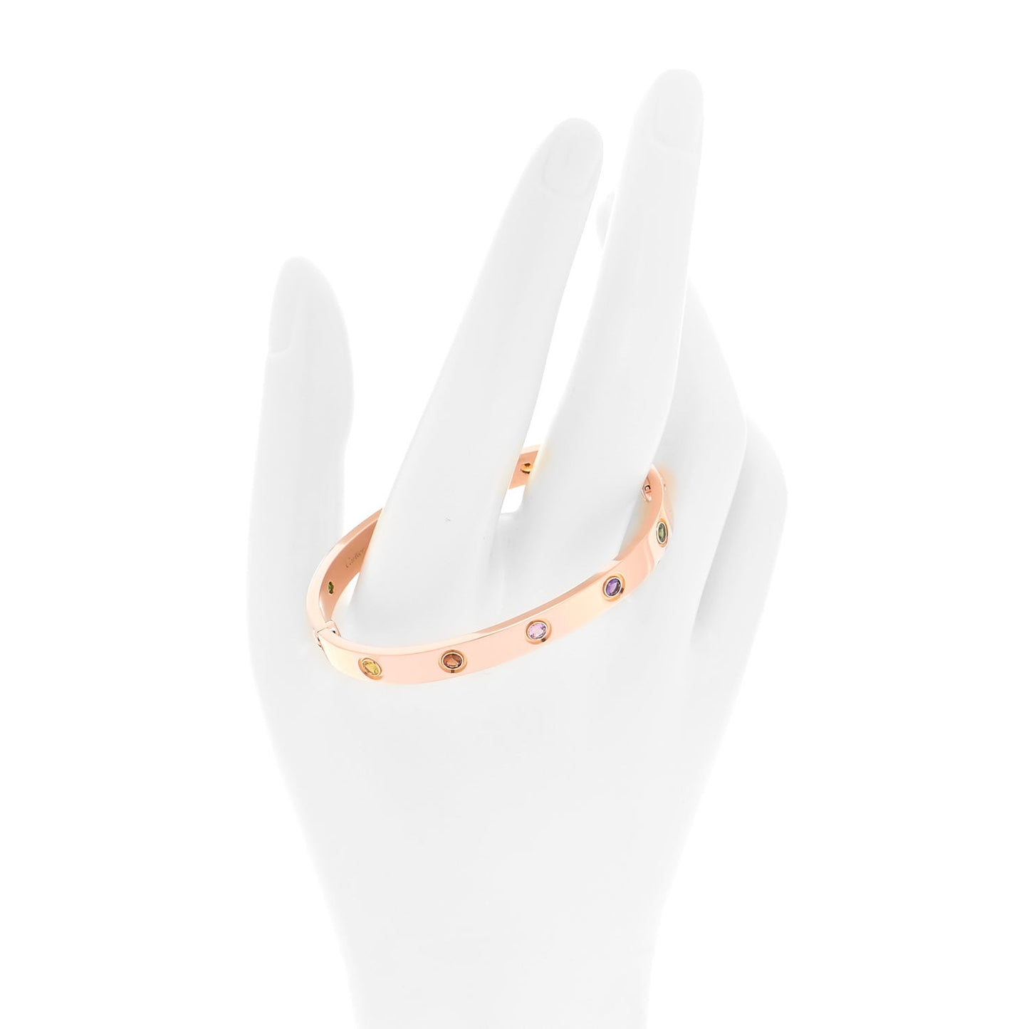 18K Pink Gold Sapphire Garnet Amethyst LOVE Bracelet 16