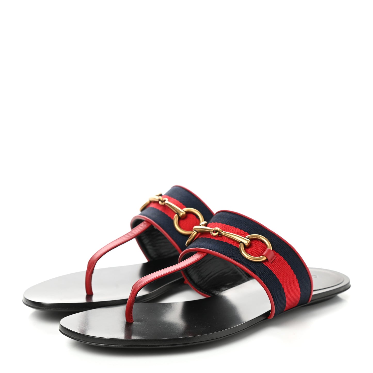 Nylon Calfskin Web Womens Horsebit Thong Sandals 36.5 Blue Red Black