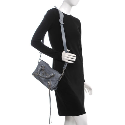 Balenciaga Chevre Silver Metallic Edge Hardware Mini City Bleu Acier 2 of 8