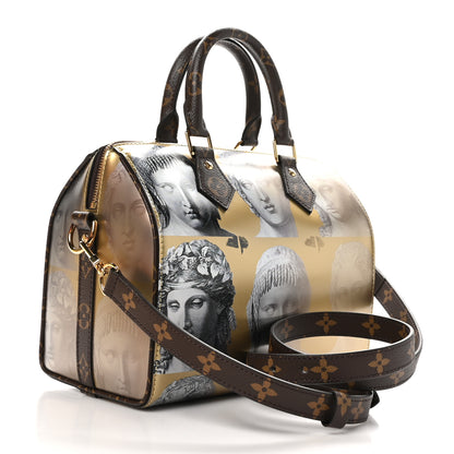 Louis Vuitton X FORNASETTI Calfskin Fornasetti Speedy Bandouliere 25 Gold 3 of 10