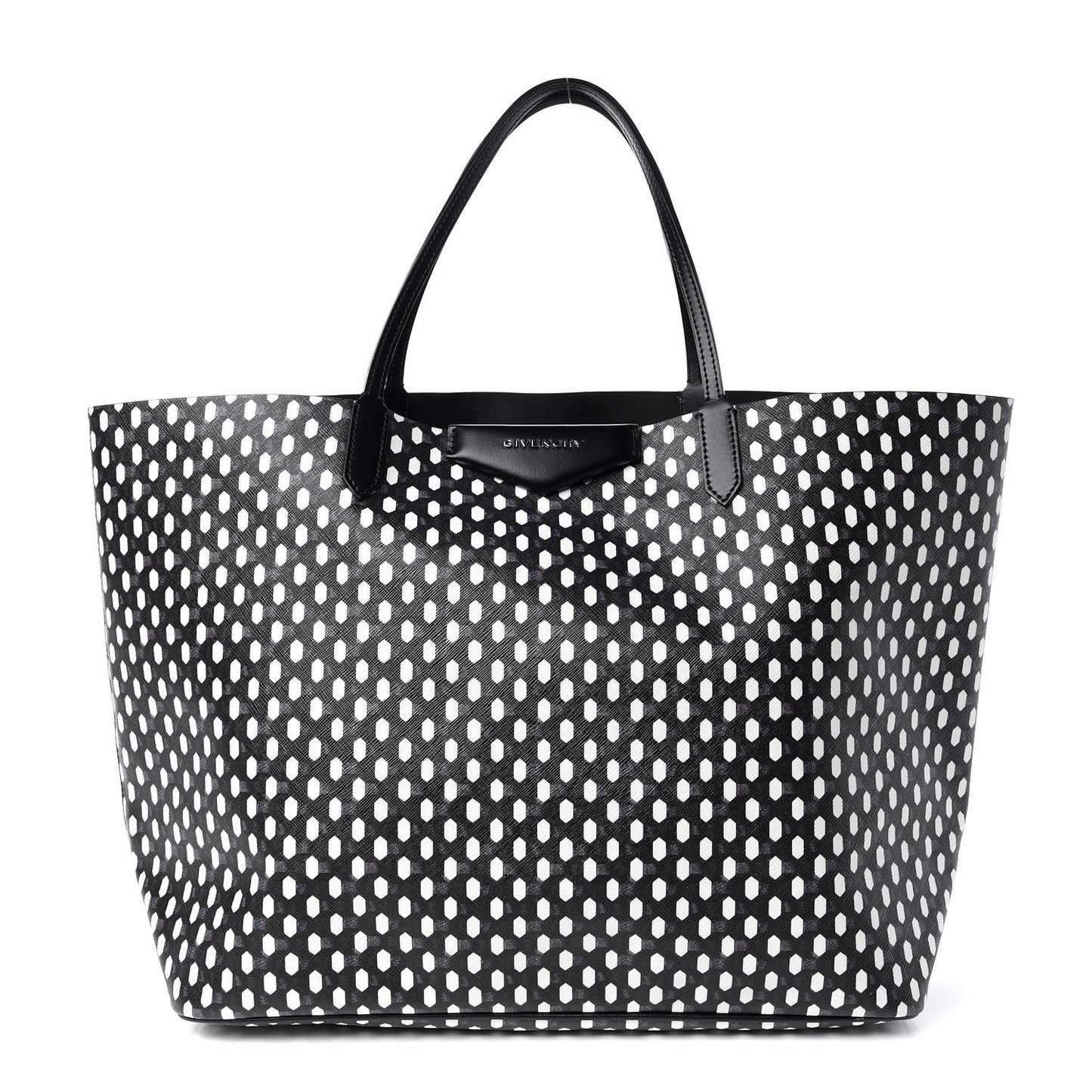 Coated Canvas Large Antigona Tote Black White
