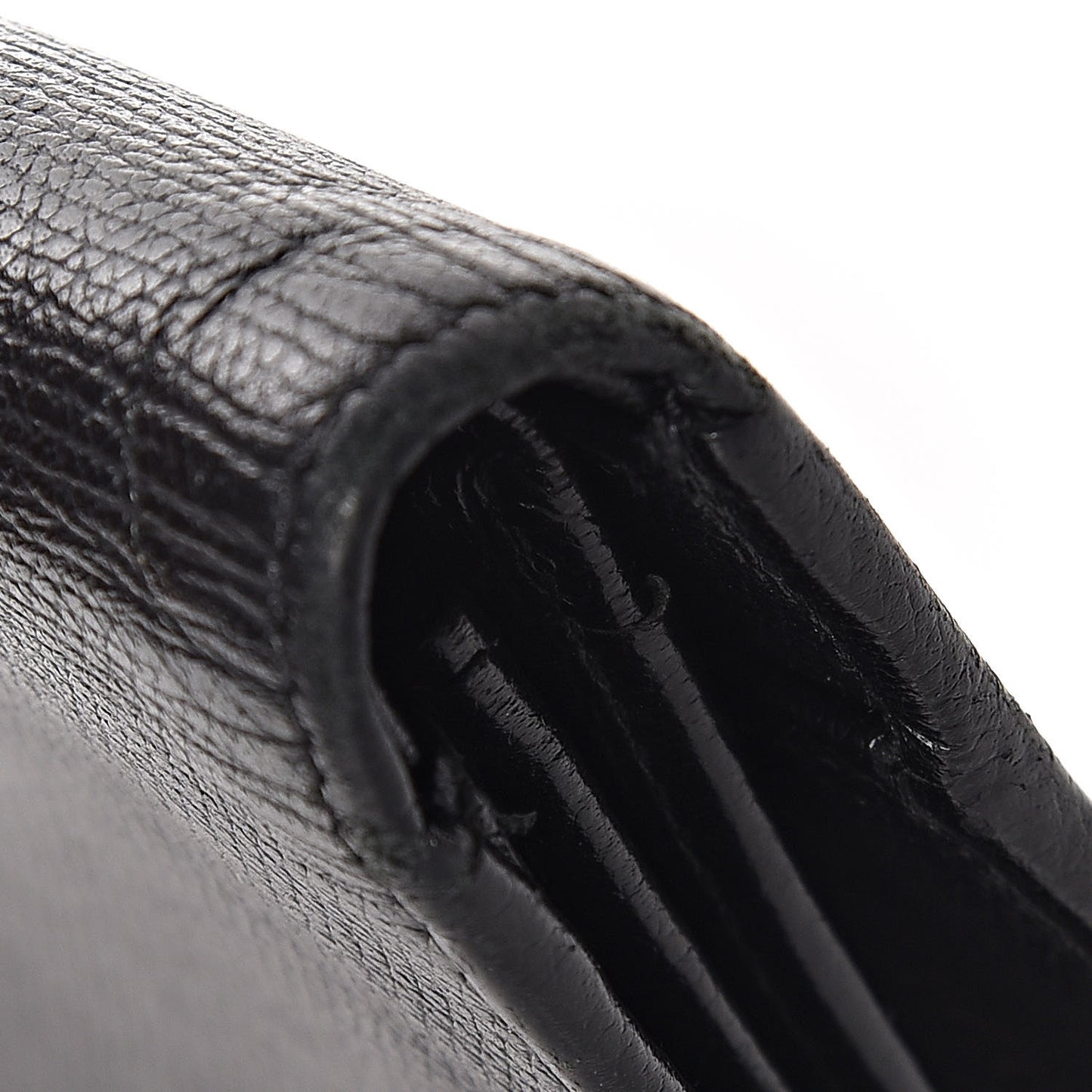 Grained Calfskin CC Button Yen Wallet Black