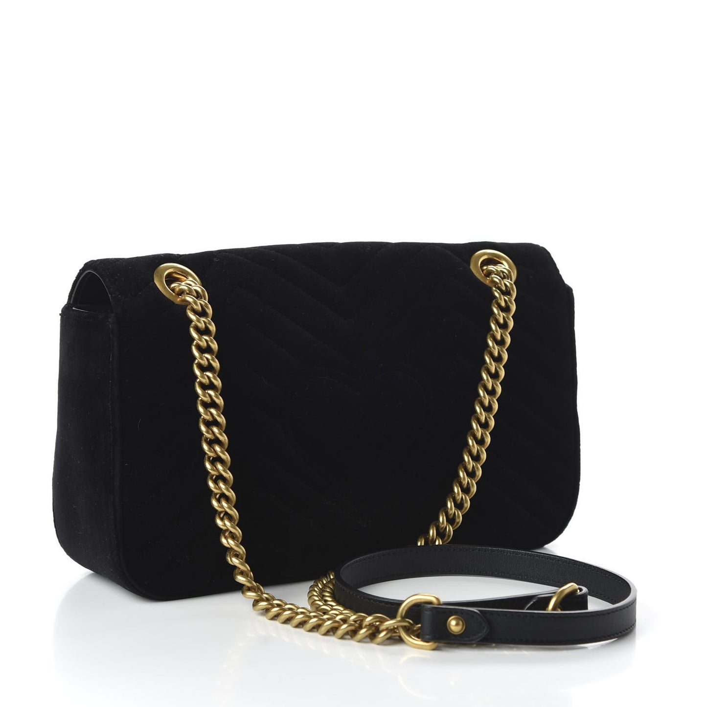 Velvet Matelasse Small GG Marmont Shoulder Bag Black