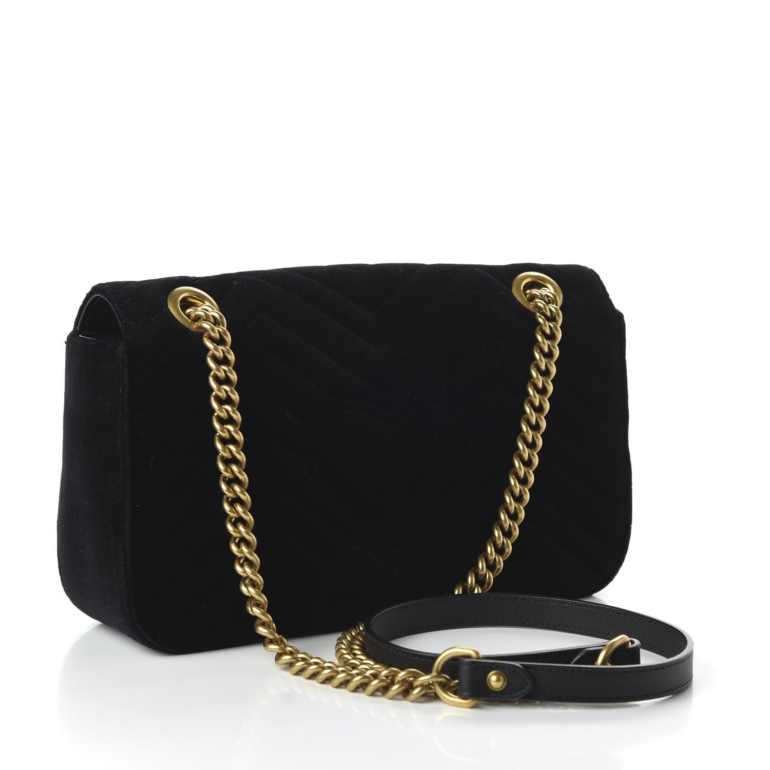 Gucci Velvet Matelasse Small GG Marmont Shoulder Bag Black 3 of 10