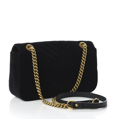 Gucci Velvet Matelasse Small GG Marmont Shoulder Bag Black 3 of 10