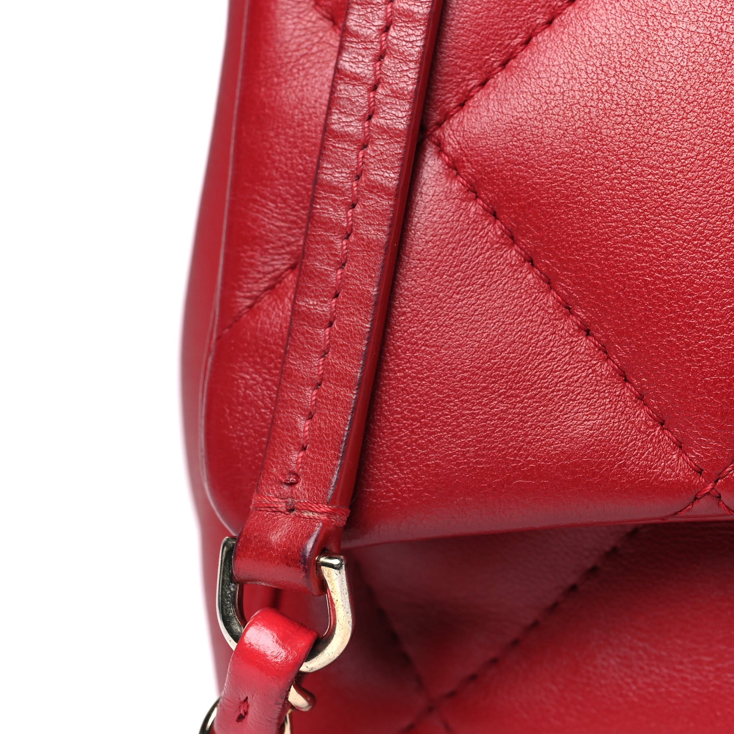 Lambskin Quilted Easy Carry Flap Red