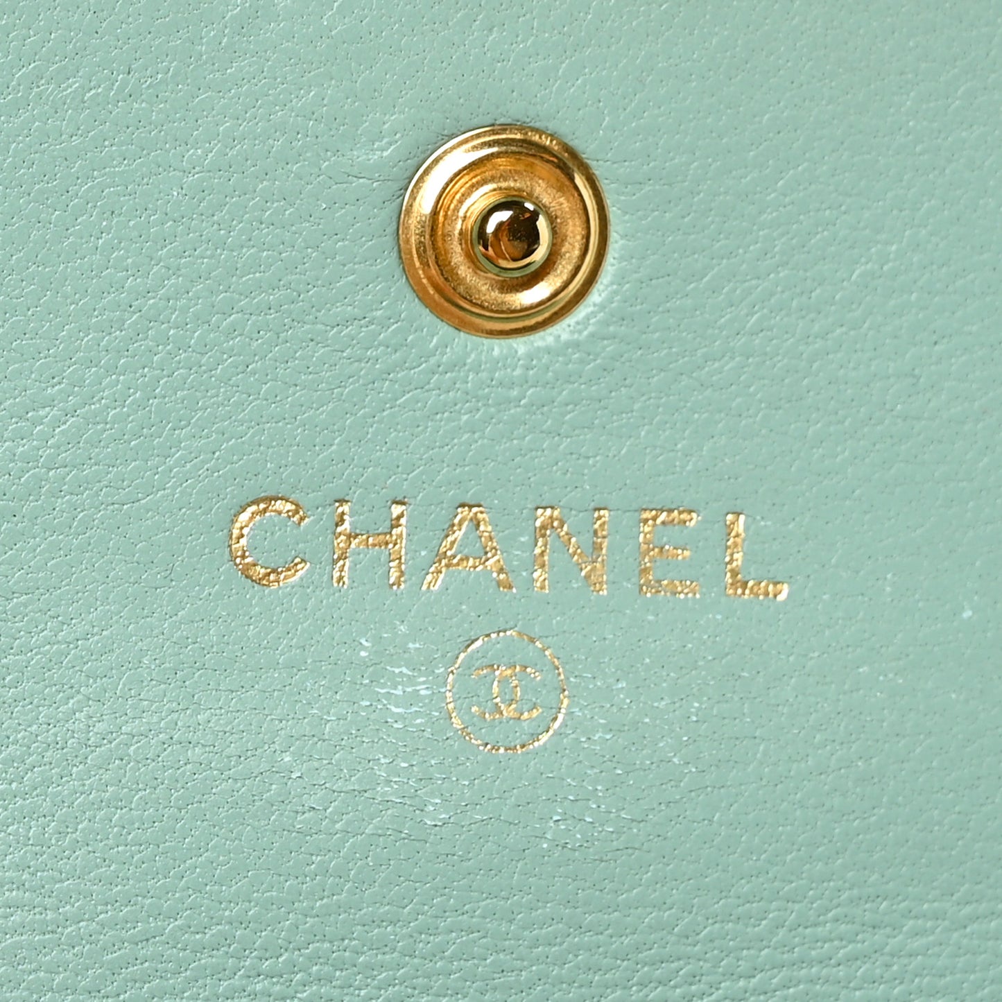 Lambskin Quilted Chanel 19 Flap Card Holder Light Green