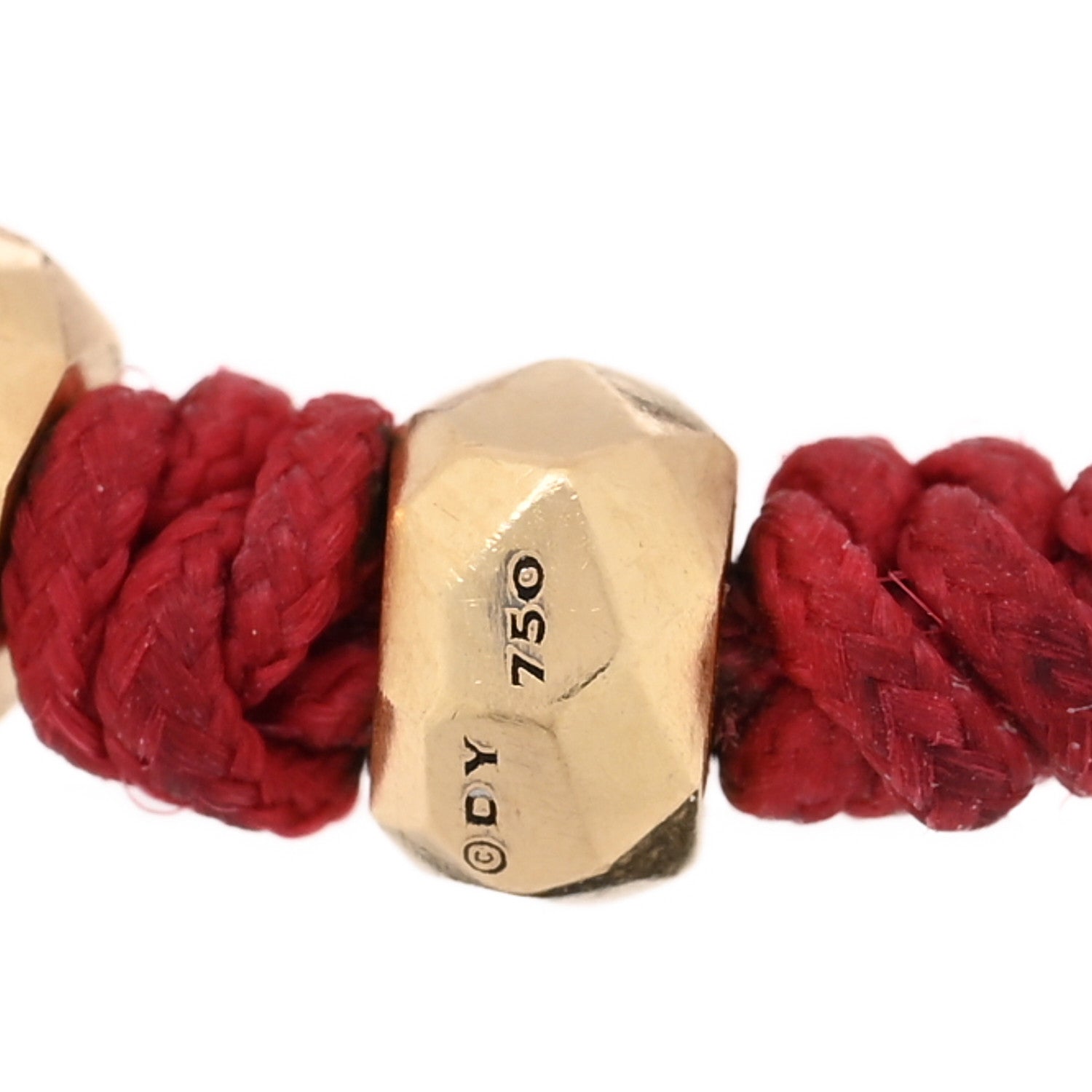 David Yurman 18K Yellow Gold Nylon Fortune Woven Bracelet Red 3 of 3