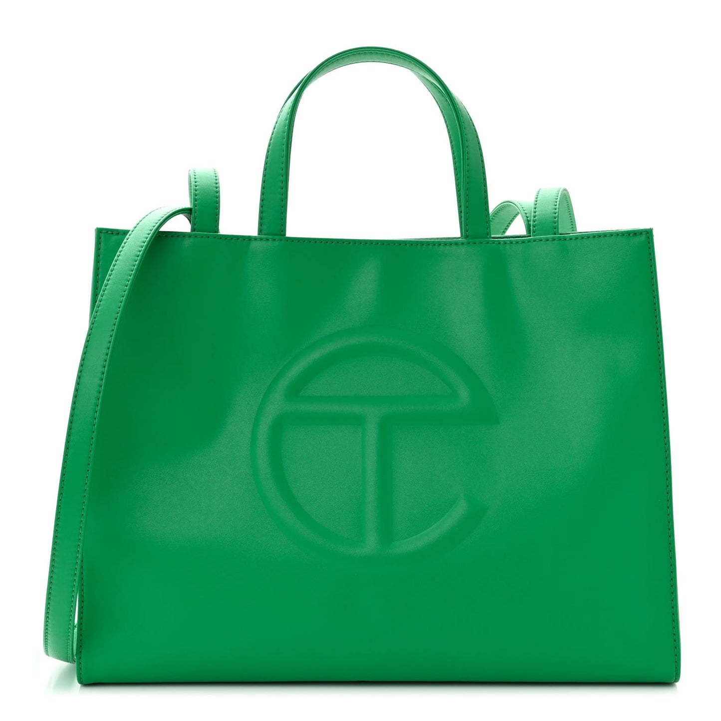 Vegan Leather Medium Shopping Bag Greenscreen