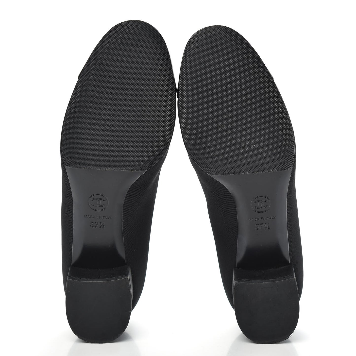 Grosgrain Patent Calfskin CC Cap Toe Pumps 37.5 Black