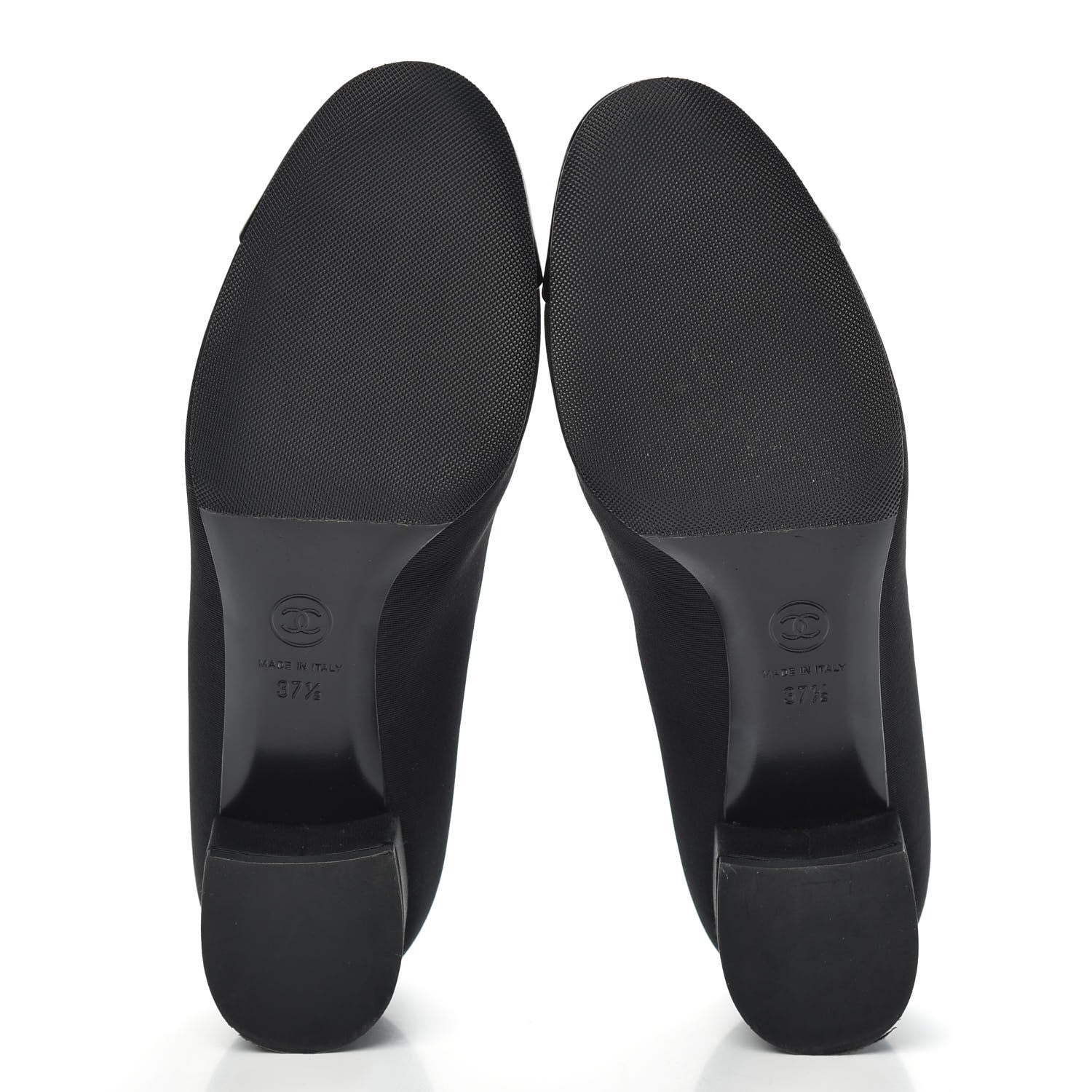 Chanel Grosgrain Patent Calfskin CC Cap Toe Pumps 37.5 Black 5 of 11