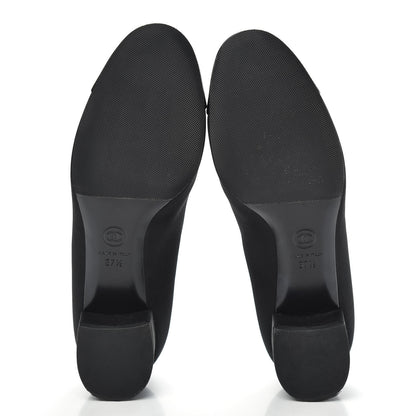 Chanel Grosgrain Patent Calfskin CC Cap Toe Pumps 37.5 Black 5 of 11