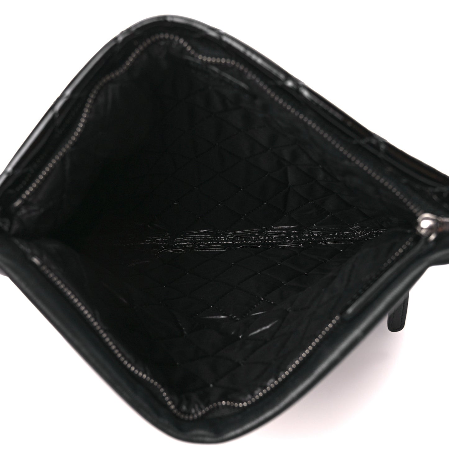 Patent Calfskin Quilted Beauty CC Clutch Black