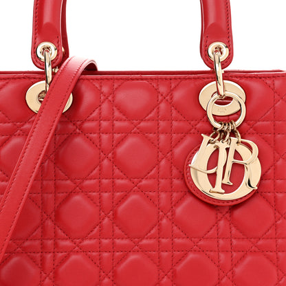 Christian Dior Lambskin Cannage Medium Lady Dior Red 8 of 11