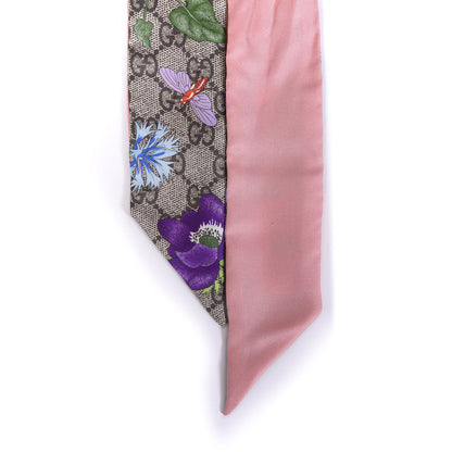 Gucci Silk Twill GG Monogram Special Flory Neck Bow Scarf Beige Pink 3 of 3