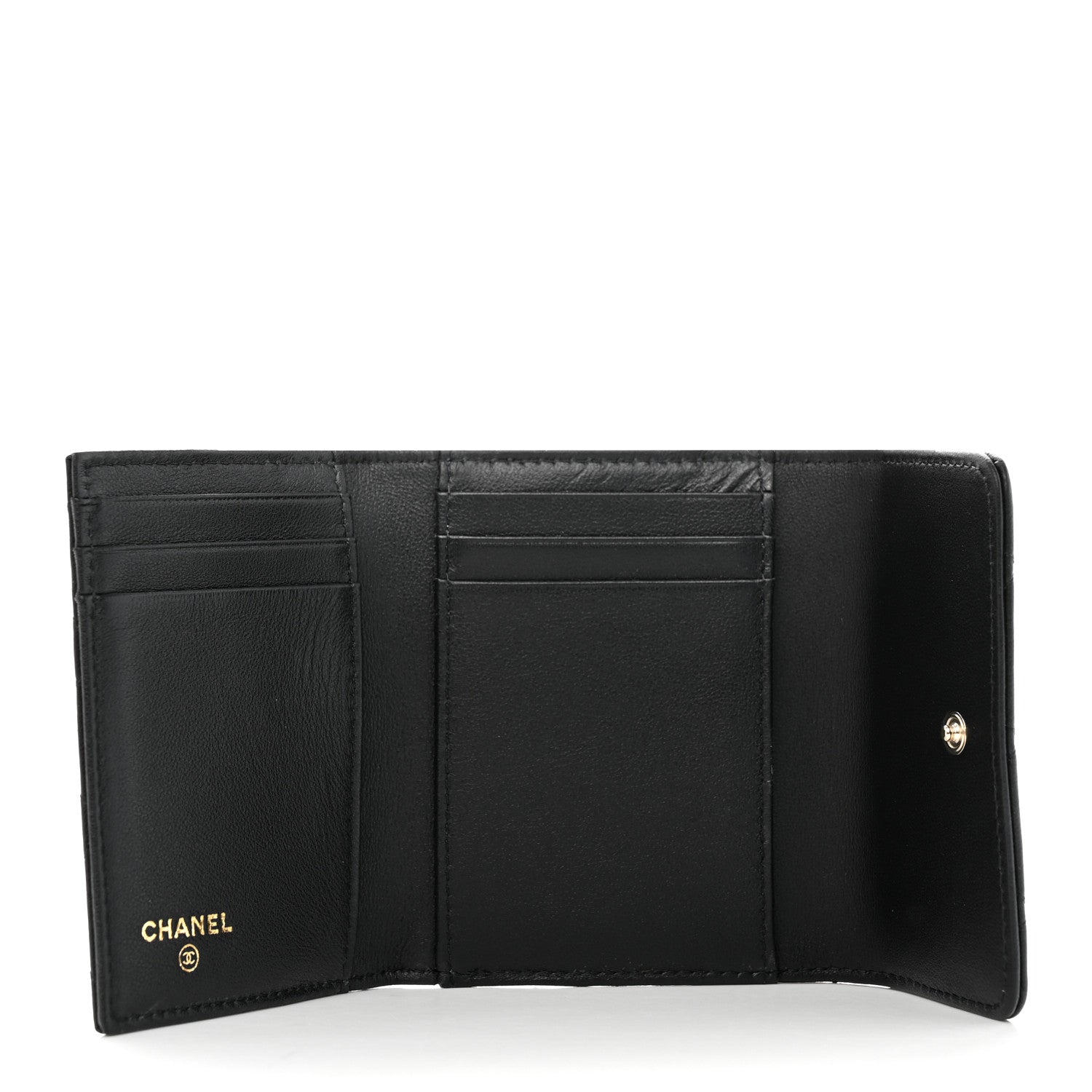Chanel Lambskin Enamel Quilted Compact Flap Wallet Black 5 of 9