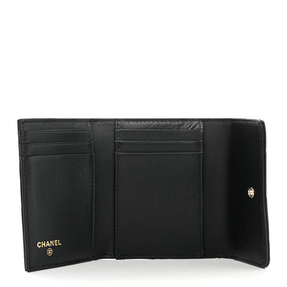 Chanel Lambskin Enamel Quilted Compact Flap Wallet Black 5 of 9