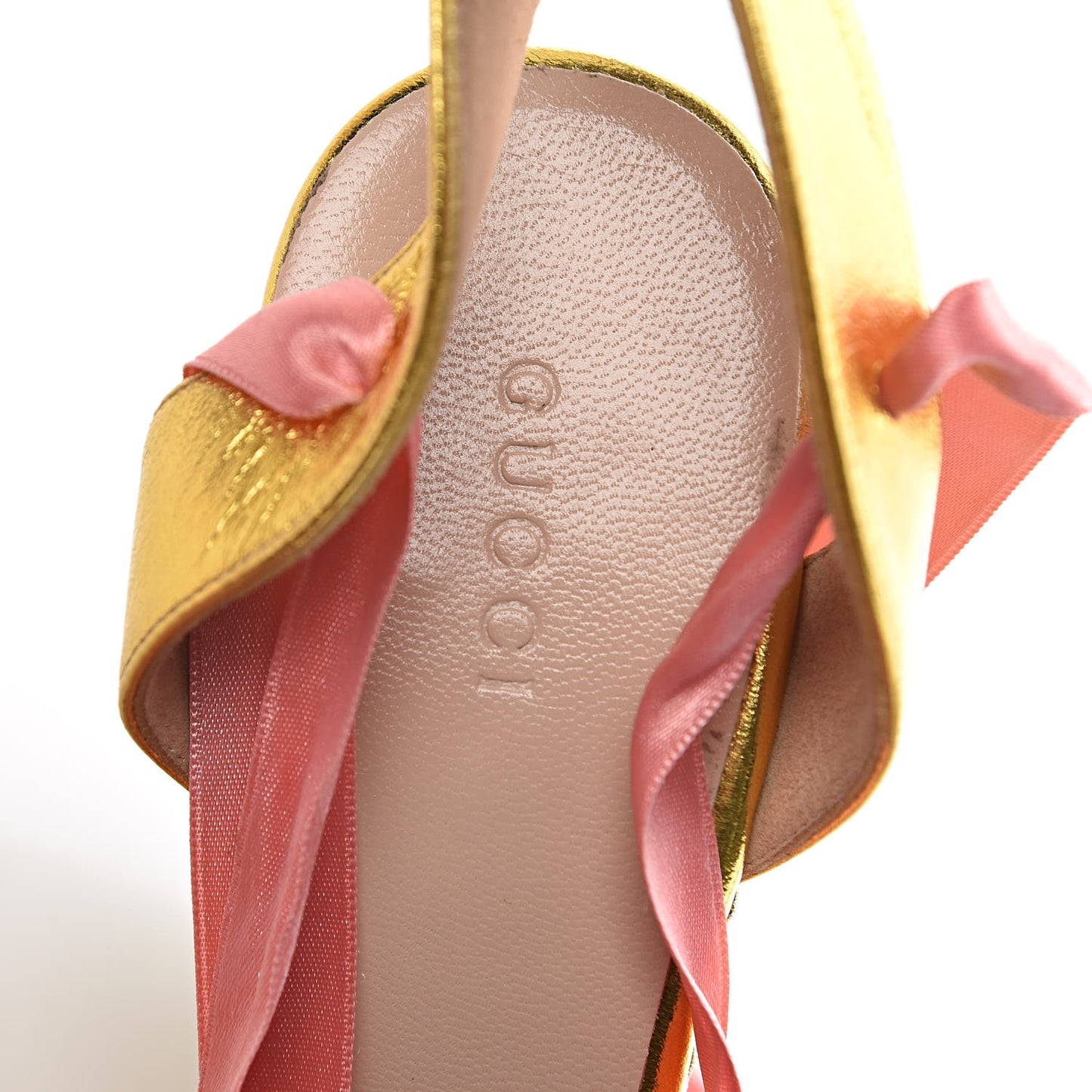 Nappa Satin Alexis Ankle Wrap Platform Espadrille Wedges 40 Yellow Pink