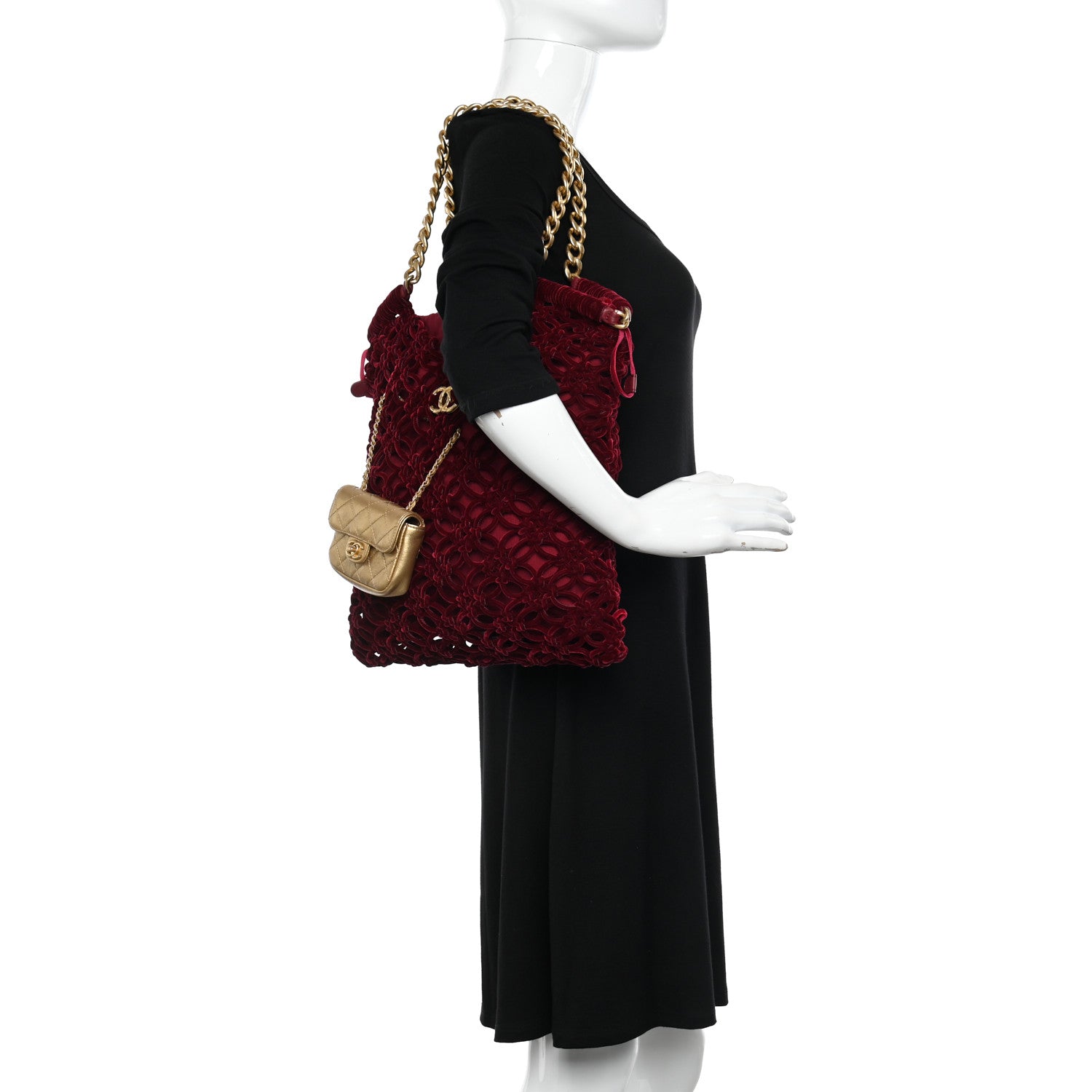 Chanel Braided Velvet Metallic Lambskin Precious Net Tote 2 of 11
