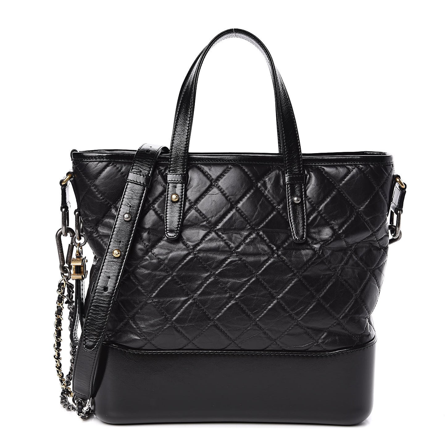 Calfskin Quilted Gabrielle Shopping Tote Black