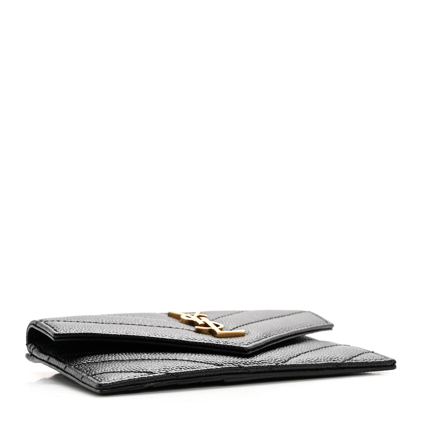 Grain De Poudre Matelasse Chevron Monogram Compact Wallet Black
